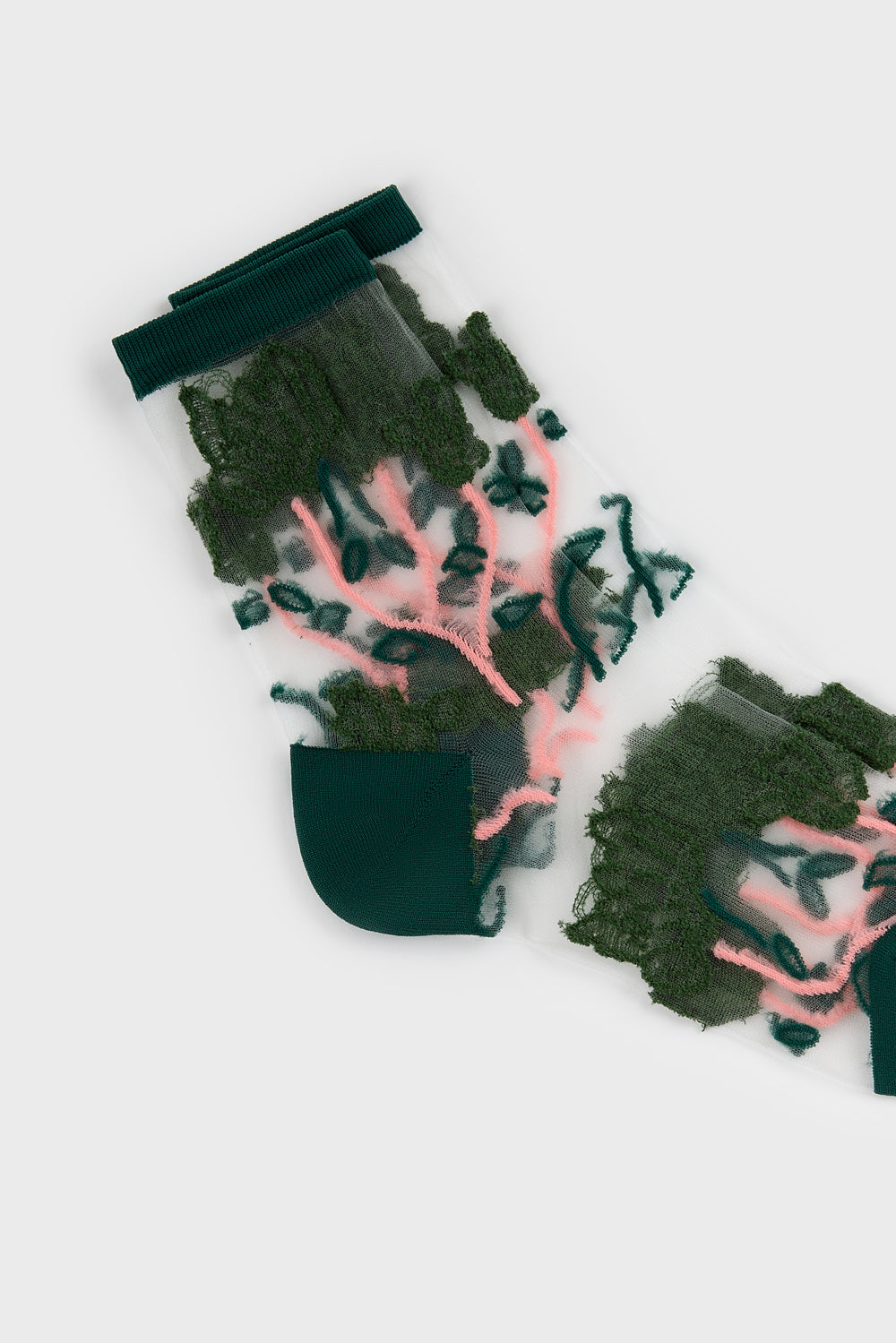 Green sheer bold climbing flower socks_4