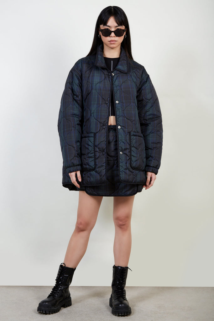 Green and blue tartan circle quilted coat_2