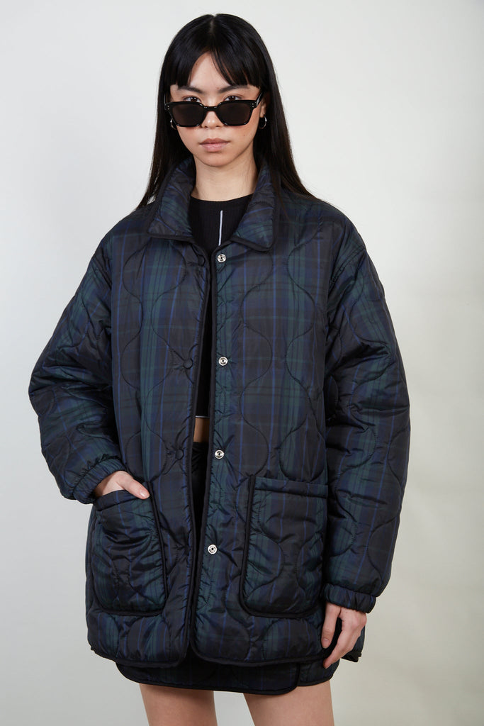 Green and blue tartan circle quilted coat_1