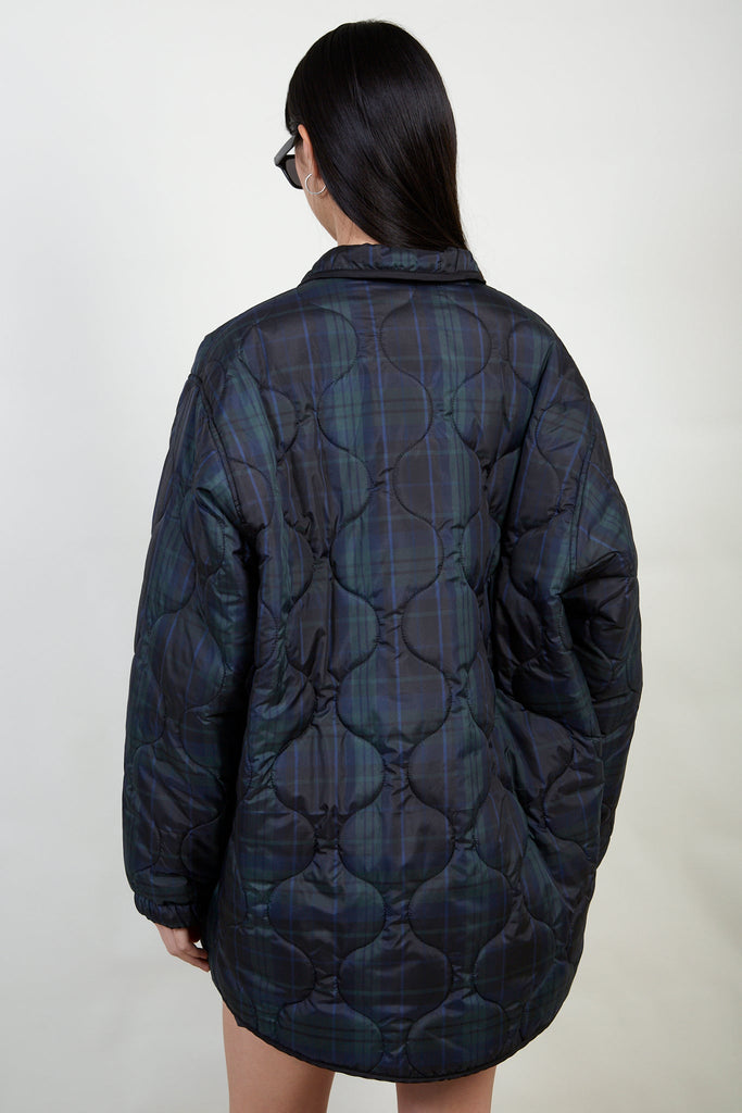Green and blue tartan circle quilted coat_5