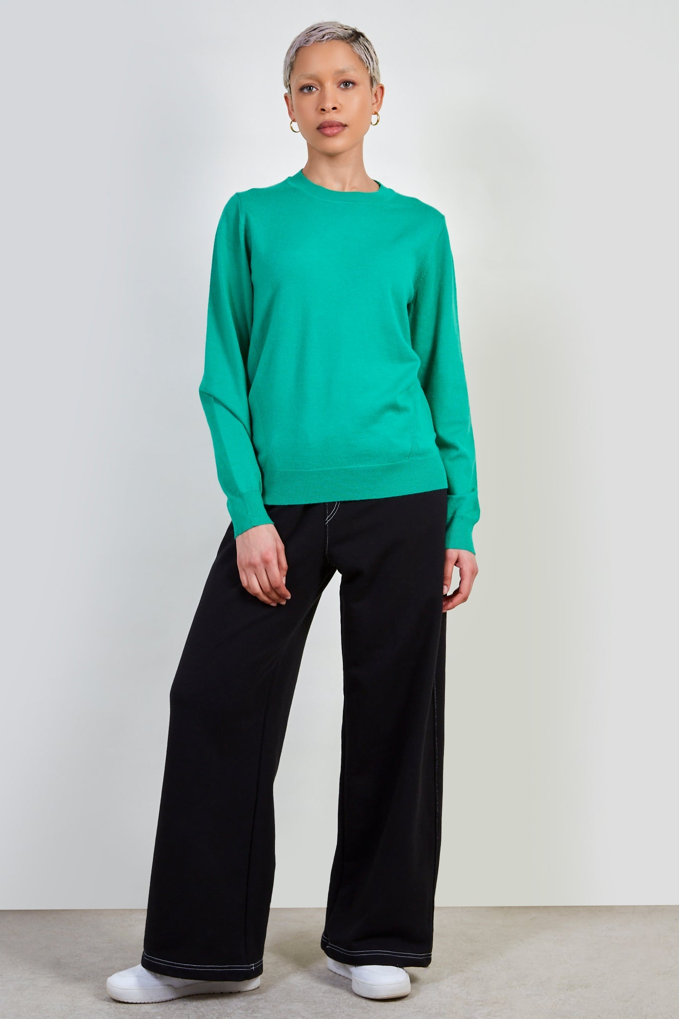 Green cashmere blend crew neck jumper_2
