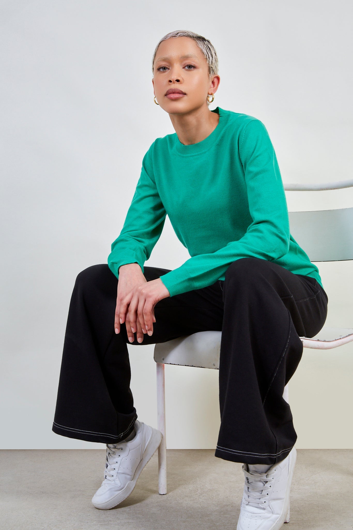 Green cashmere blend crew neck jumper_5