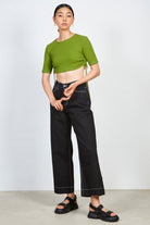 Green ribbed loop tie side tee_5