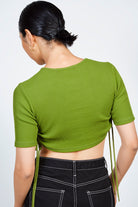 Green ribbed loop tie side tee_2
