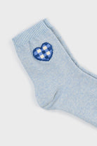 Grey and blue gingham heart socks_4