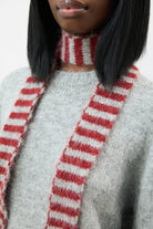 Grey and burgundy wool blend striped tiny scarf jumper_3