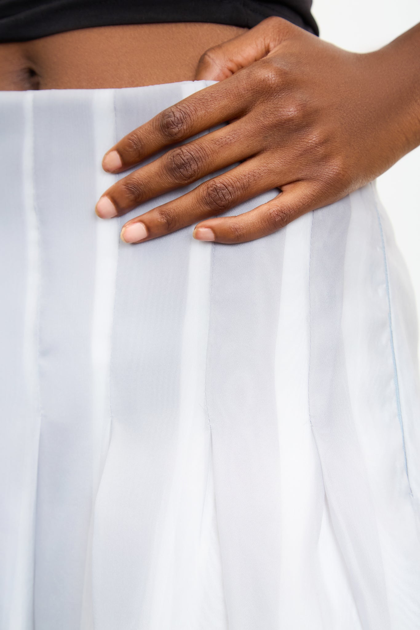 Grey chiffon overlay pleated skirt | Glassworks London