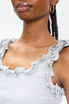 Grey double ruffle trim tank_3