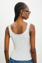 Heather grey frill trim button up knit tank_2