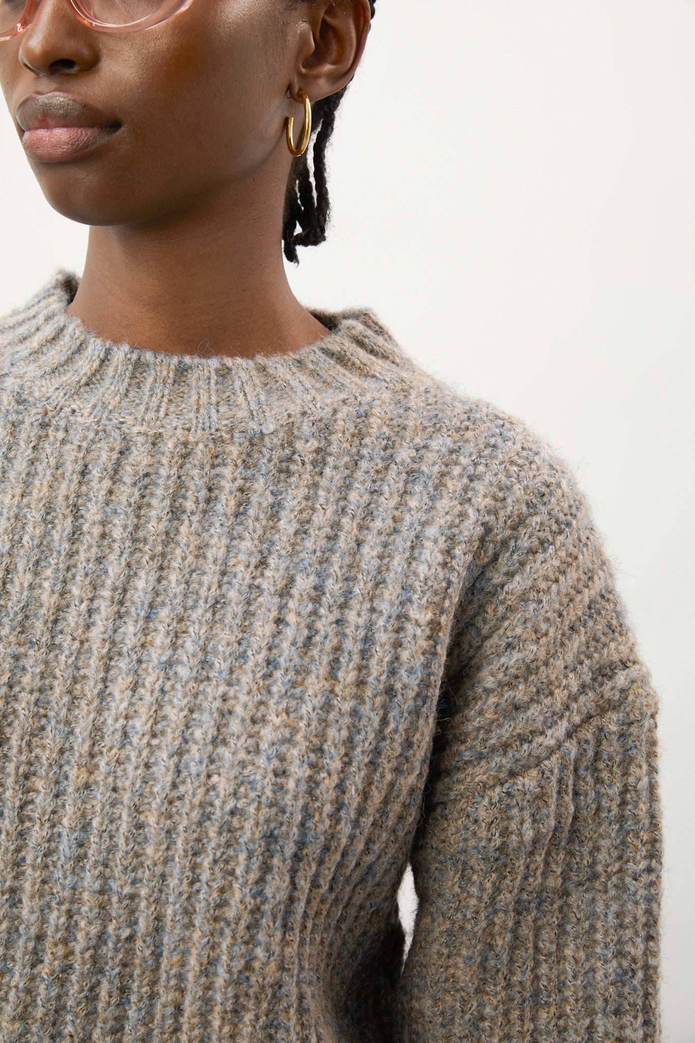 Grey flecked chunky knit cropped jumper_8