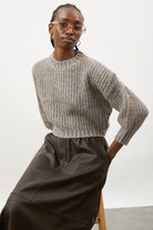 Grey flecked chunky knit cropped jumper_10