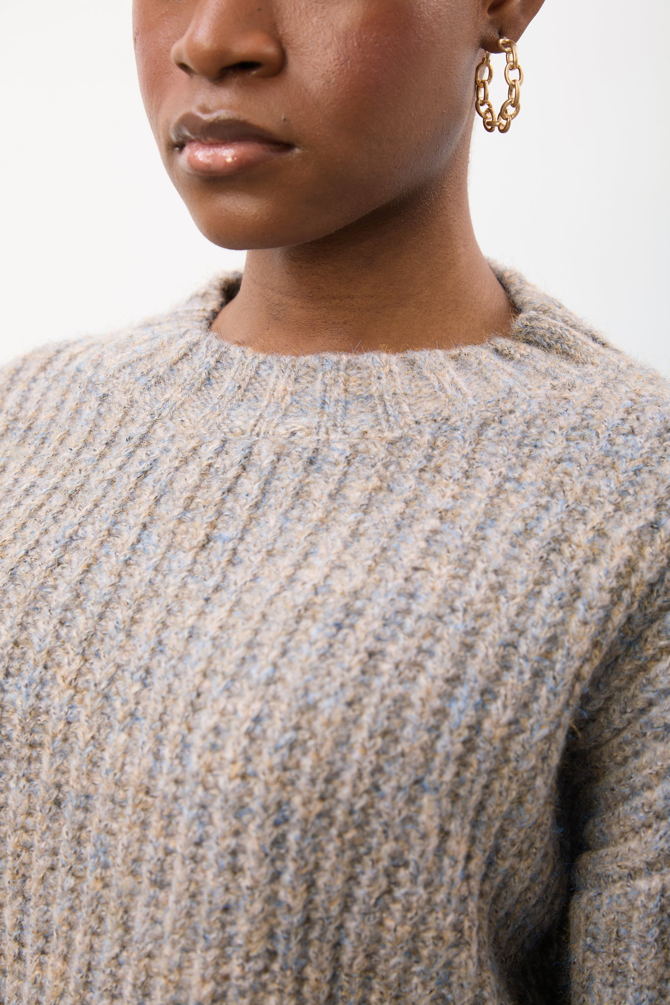 Grey flecked chunky knit cropped jumper_3