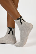 Grey giant black bow socks_1