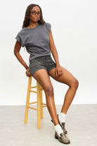 Grey leopard print mini shorts_5