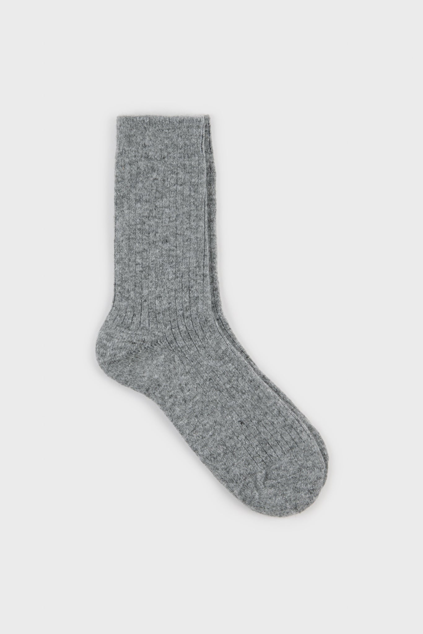 Grey ribbed cashmere wool blend socks_1