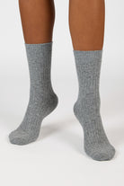 Grey ribbed cashmere wool blend socks_4