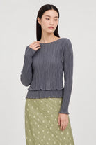 Grey ribbed double layer top_1