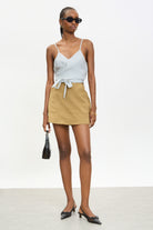 Grey satin wrap tank blouse_4