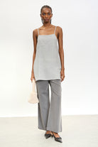 Grey semi sheer long thin strap tank_4