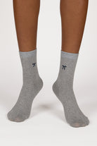 Grey single black ribbon ribbed socks_4
