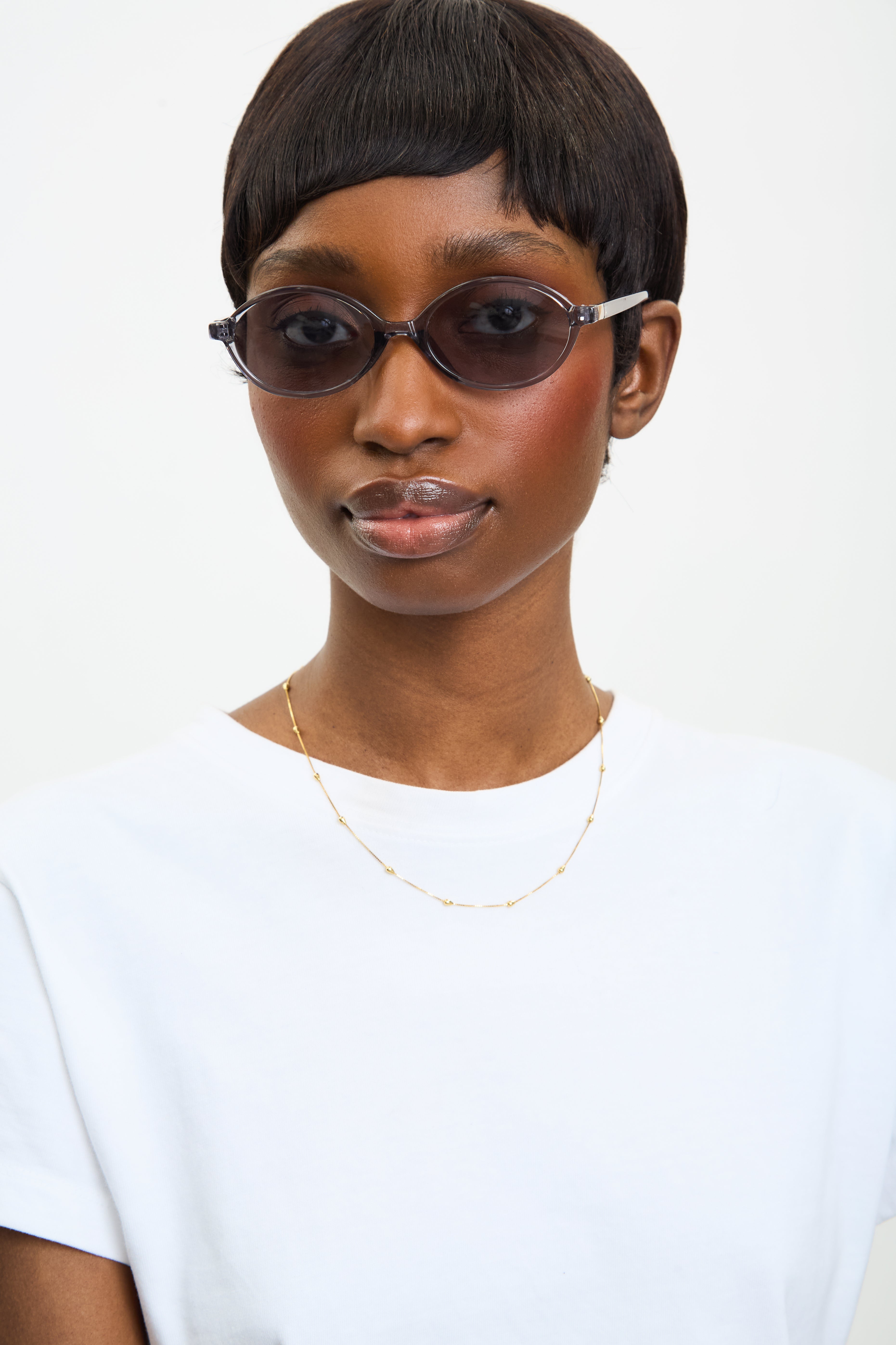 Grey slim oval frame sunglasses_3