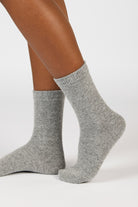 Grey smooth cashmere wool blend socks_3