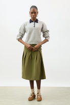 Grey speckled wool blend contrast collared jumper_5