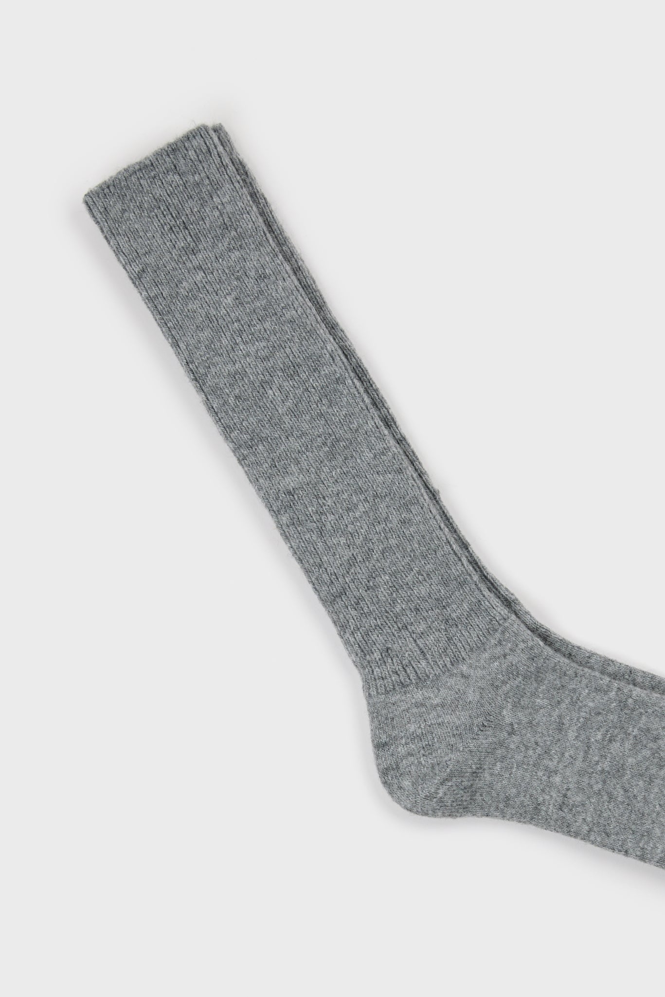 Grey thin ribbed long cashmere blend socks_2