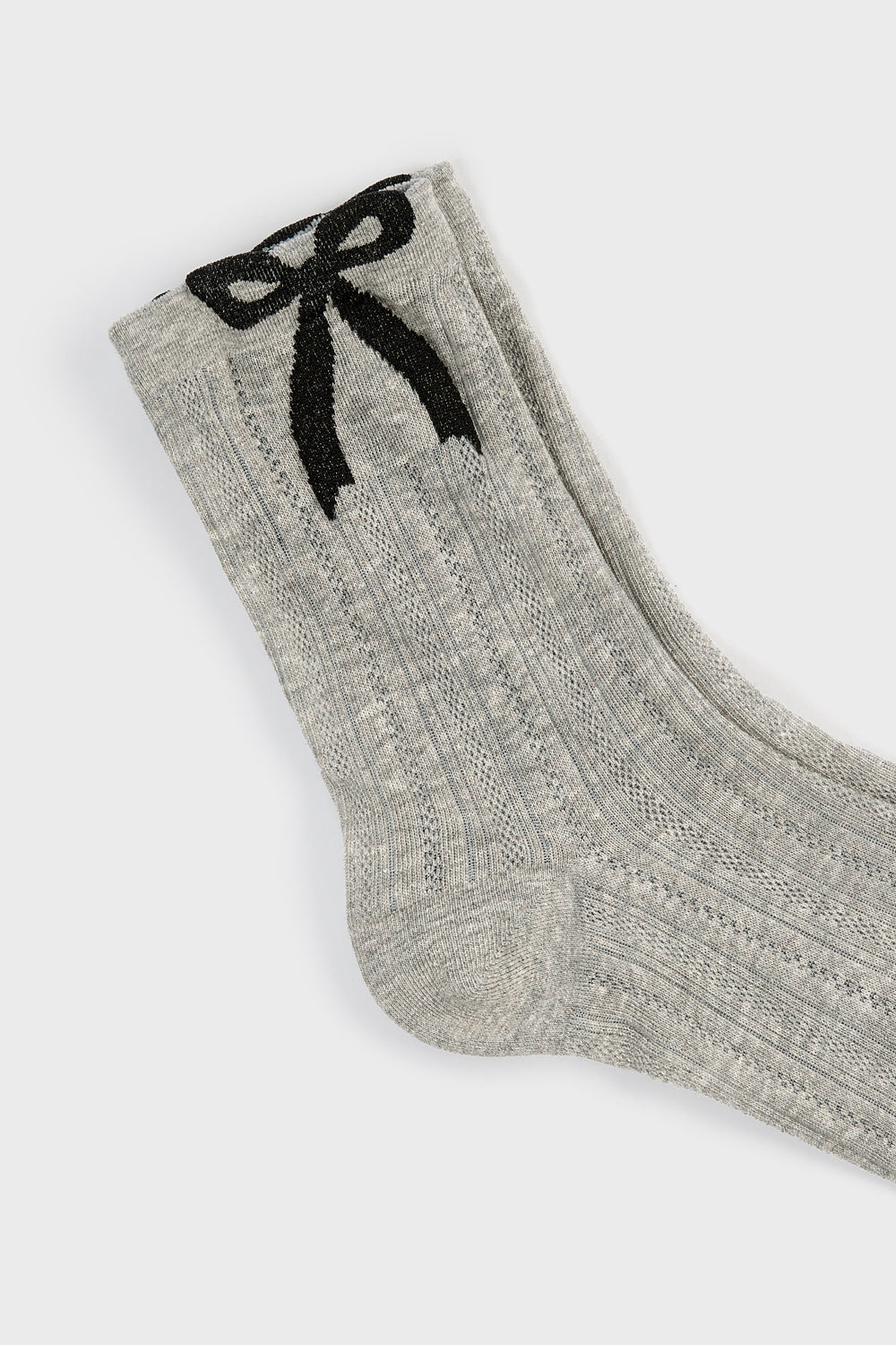 Grey giant black bow socks_4
