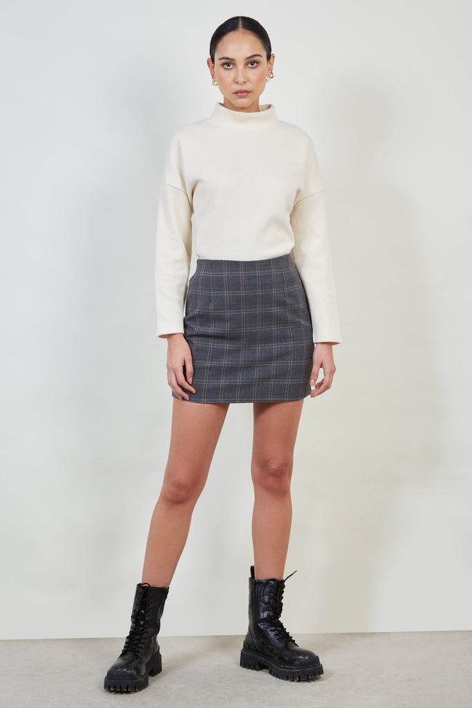 Grey plaid mini skirt_2