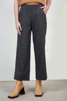 Grey smart checked wide leg trousers_1
