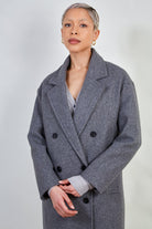 Grey wool blend double breast tailored coat_3