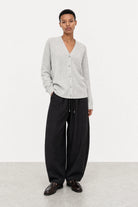 Heather grey bamboo blend boyfriend cardigan_4