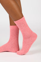Hot pink smooth cashmere wool blend socks_3