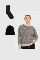 It's getting hot in herrrr - herringbone jumper, beanie and socks set_1