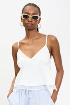 Ivory V neck tie back tank_1
