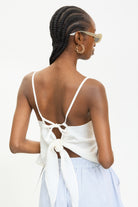 Ivory V neck tie back tank_2