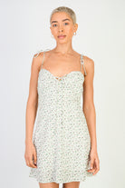 Ivory and beige floral print tie strap dress_3