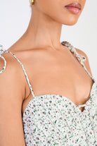 Ivory and beige floral print tie strap dress_4