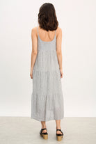 Ivory and black check tiered midi dress_2