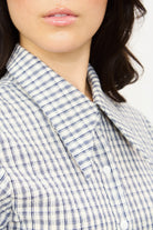 Ivory and black checked fitted short sleeve shirt_3