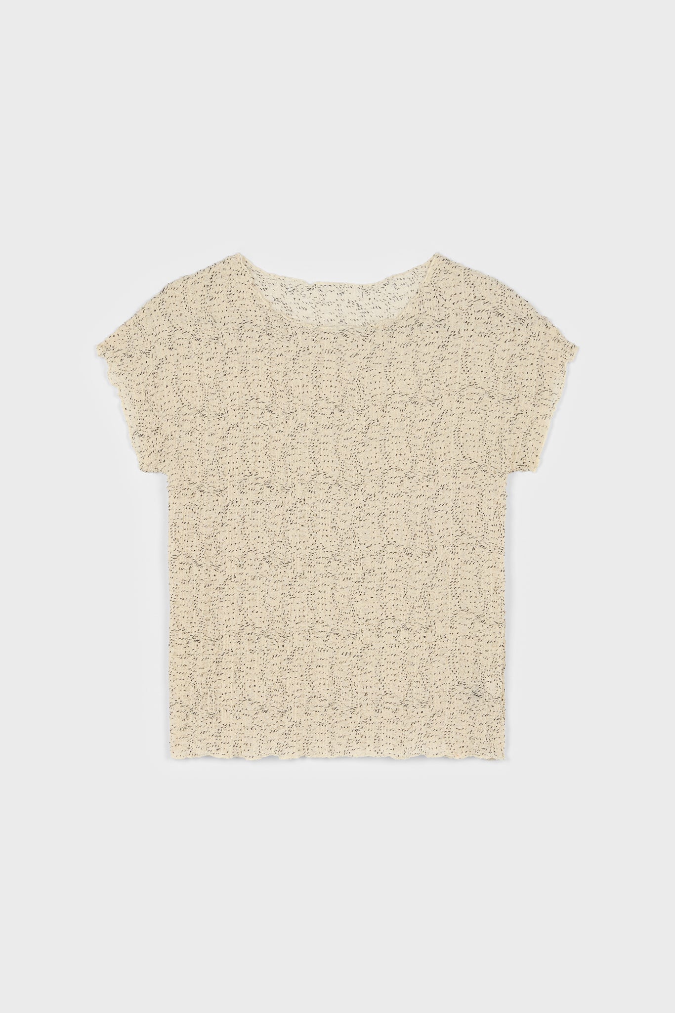 Ivory and black flecked scrunched tee_1
