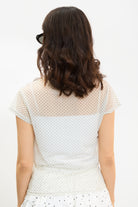 Ivory and black polka dot sheer mock neck tee_2