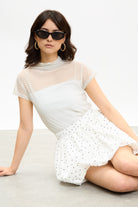 Ivory and black polka dot sheer mock neck tee_5