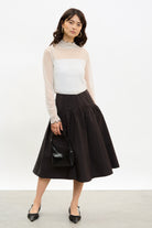 Ivory and black polka dot sheer ruffle trim top_4