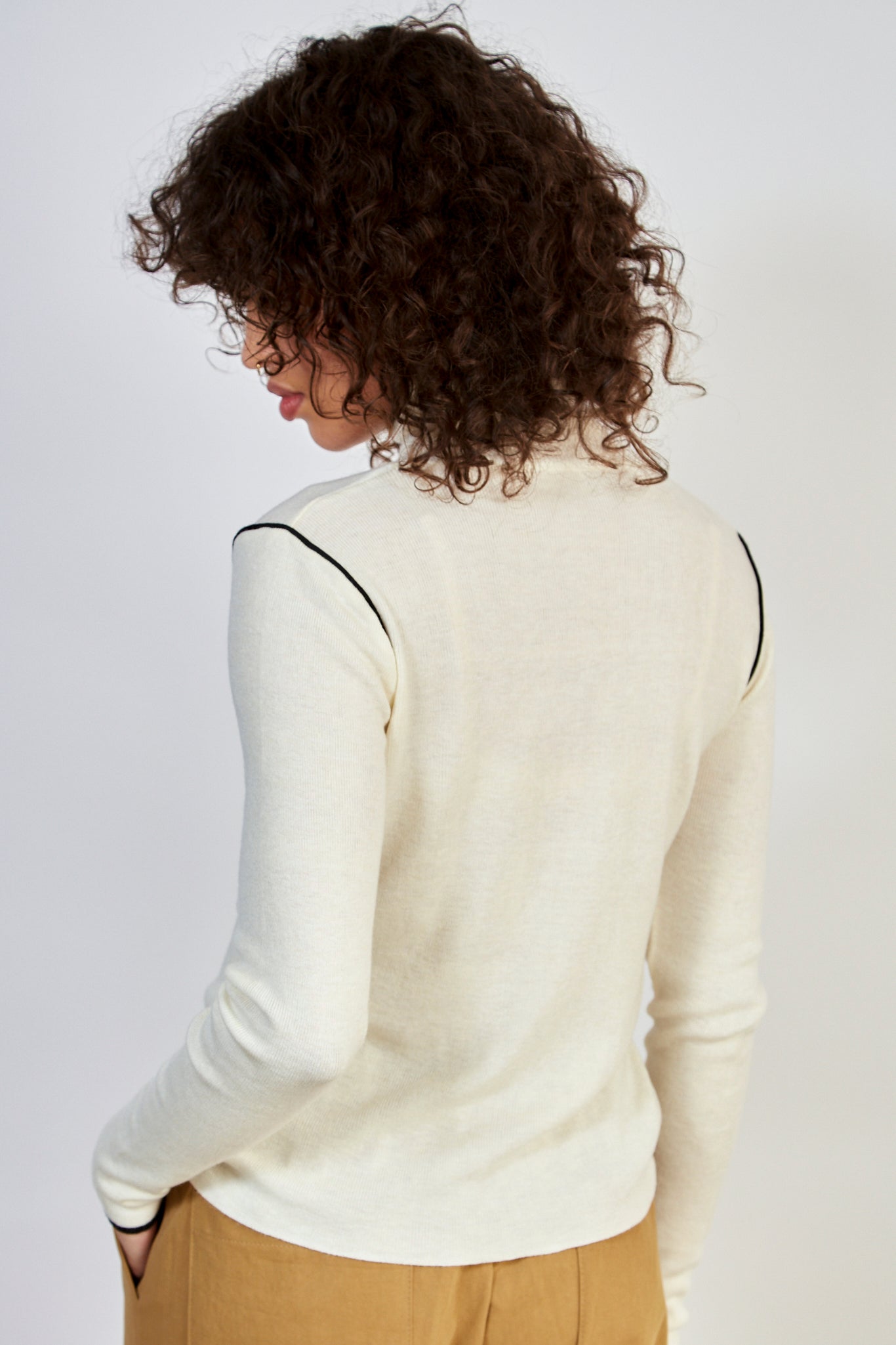 Ivory and black trim turtleneck top_2