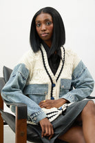 Ivory and blue denim wool blend varsity cardigan jacket_5