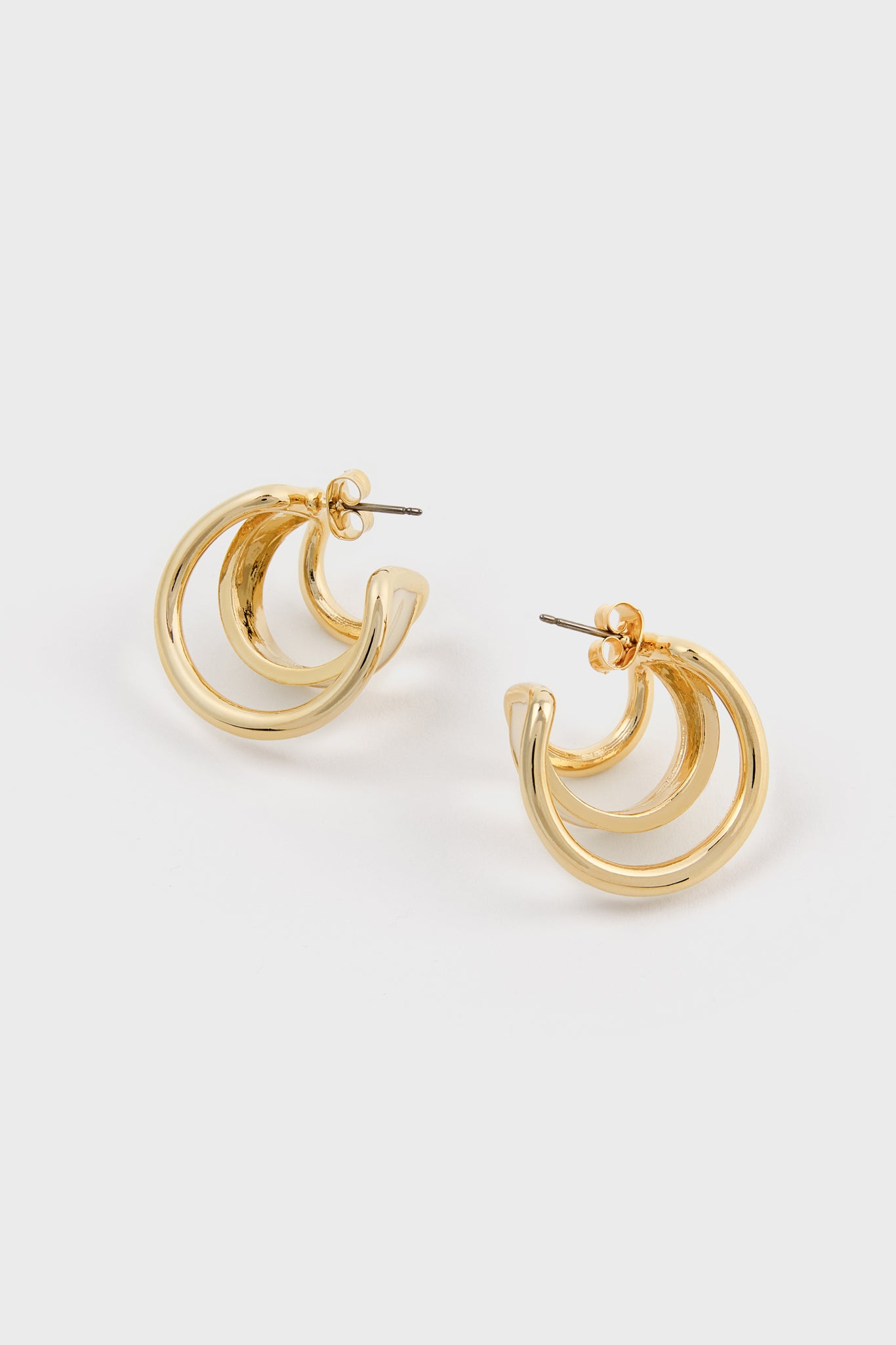 Ivory and gold triple line mini hoop earrings_2