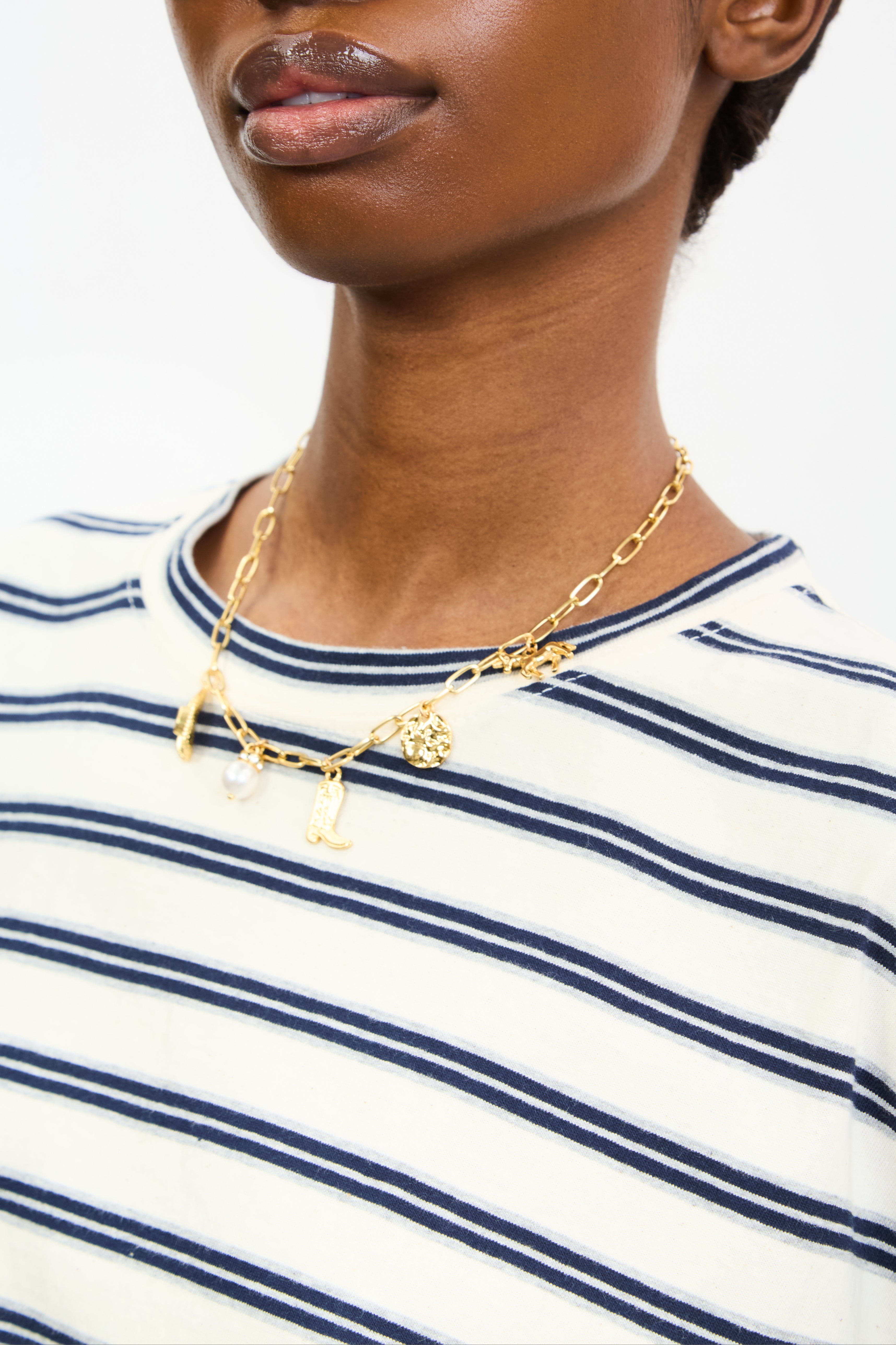 Ivory and navy blue striped short sleeve tee_3