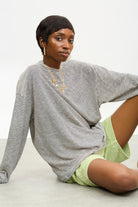 Ivory and navy horizontal stripe long sleeve tee_5